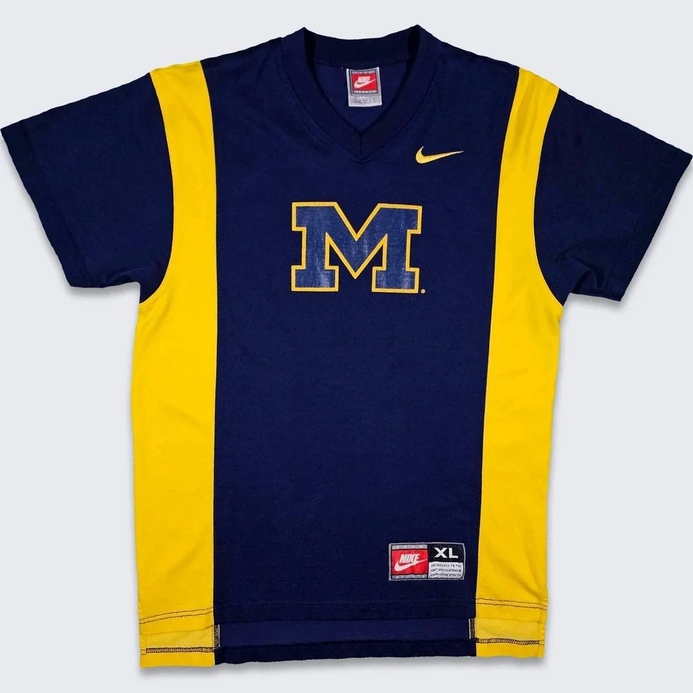 Michigan Wolverines Vintage 90s Nike Warm Up Basketball Jersey Shirt - Fab 5